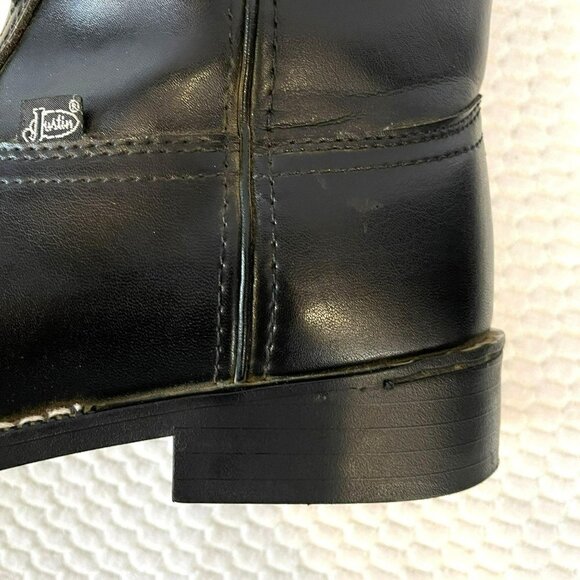 Justin JB3000 Men's Black Leather Boots Size 9.5 EE - Picture 12 of 16
